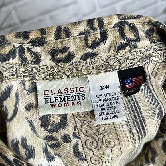Classic Elements Vintage 90’s Bohemian Safari Boho Button Down Shirt Size 24W - Picture 4 of 4